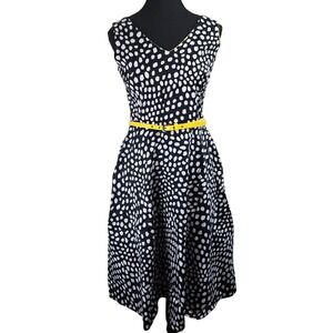 Dressbarn Womens Fit and Flare Dress‎ Size 4 Polka Dots Retro Pinup Cocktail